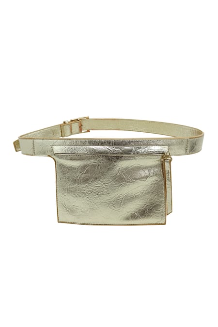 TROV Gold Zuri Metallic Pocket Belt 