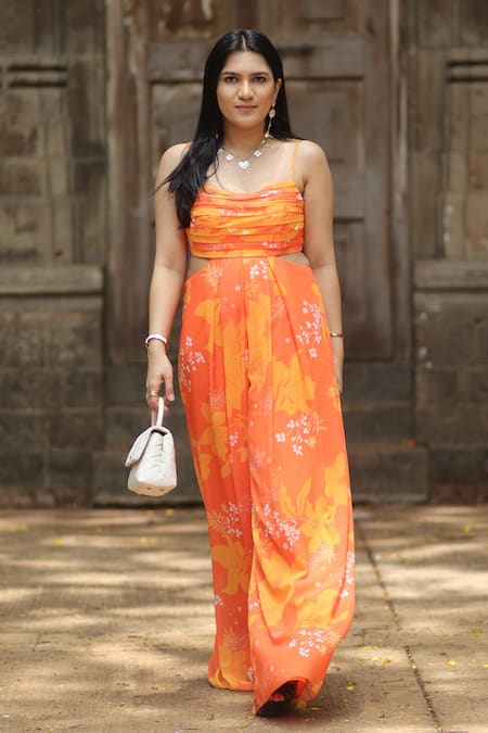 Harshita Singhvi Floral Leaf Print Jumpsuit 