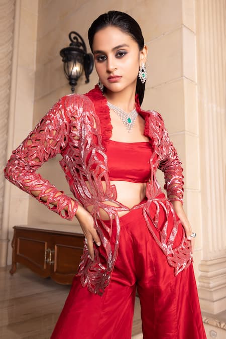 Tarisha Tholia Aura Embroidered Jacket Sharara Set 