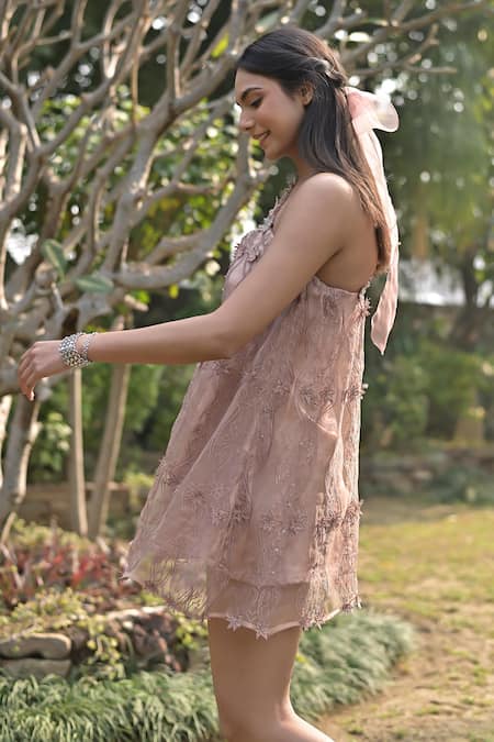 Tarisha Tholia Bella Hand Embroidered One-Shoulder Dress 