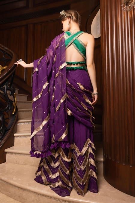 Tarisha Tholia Zahira Hand Embroidered Sharara Saree With Blouse 