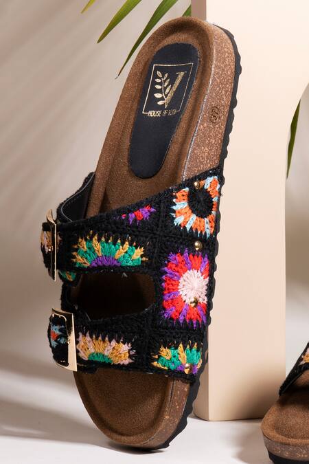 House Of Vian_Black Beach Breeze Embroidered Flats _at_Aza_Fashions
