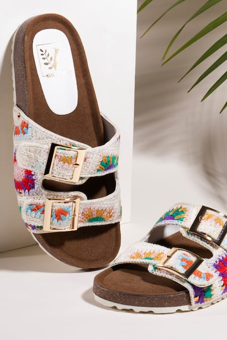 House Of Vian White Beach Breeze Thread Embroidered Flats