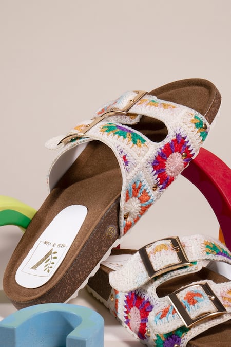 Shop House Of Vian White Beach Breeze Thread Embroidered Flats at Aza Fashions Shop_House Of Vian_White Beach Breeze Thread Embroidered Flats _at_Aza_Fashions