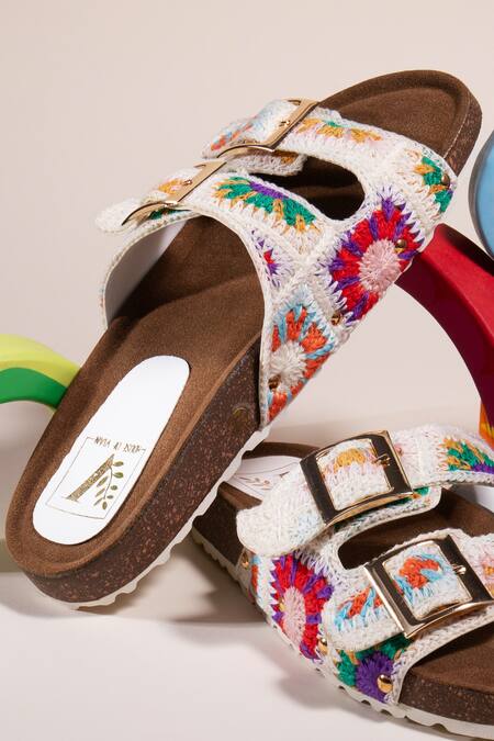 House Of Vian White Beach Breeze Thread Embroidered Flats Online at Aza Fashions House Of Vian_White Beach Breeze Thread Embroidered Flats _Online_at_Aza_Fashions