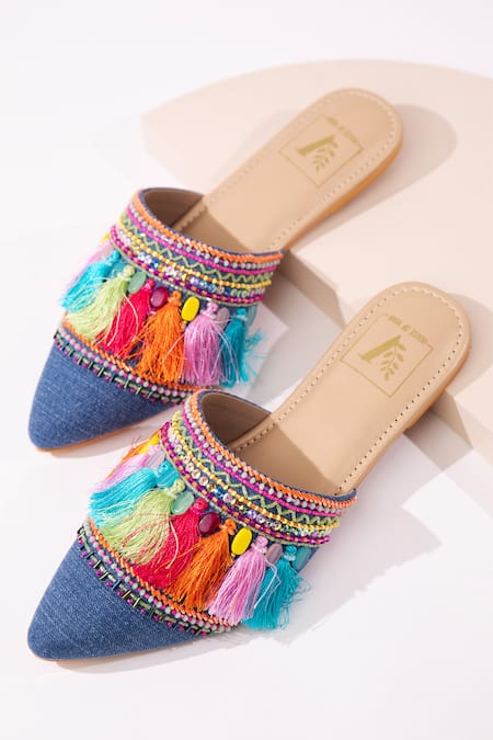 House Of Vian Color Pop Beads Embellished Mules 