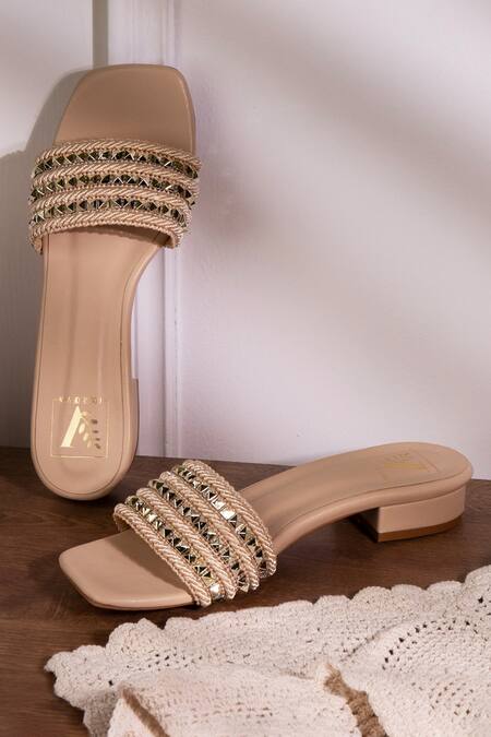 House Of Vian Gold Hour Stud Embellished Flats Online at Aza Fashions House Of Vian_Gold Hour Stud Embellished Flats_Online_at_Aza_Fashions