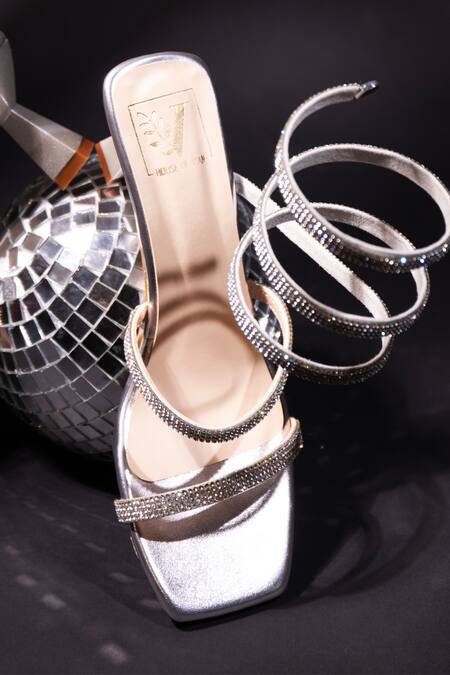 Buy_House Of Vian_Silver Stones Kate Swarovski Work Heels _Online_at_Aza_Fashions