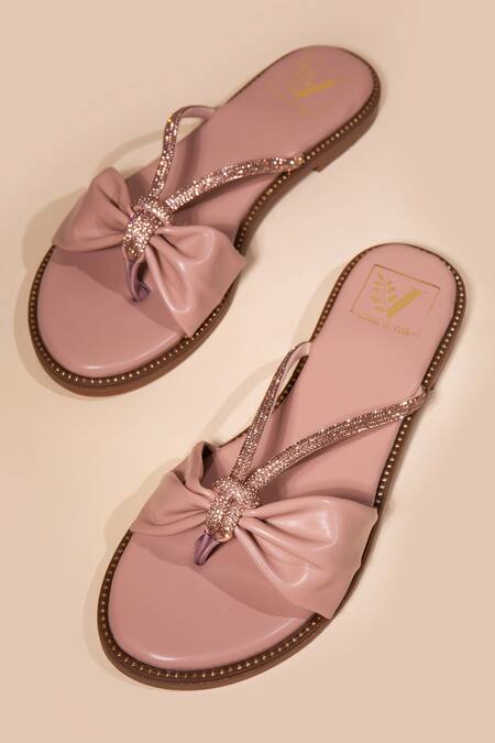 Buy_House Of Vian_Beige Krystal Strap Embellished Flats _Online_at_Aza_Fashions