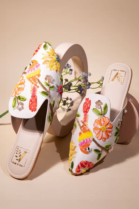 Buy_House Of Vian_Multi Color Love Bird Embellished Mules _Online_at_Aza_Fashions