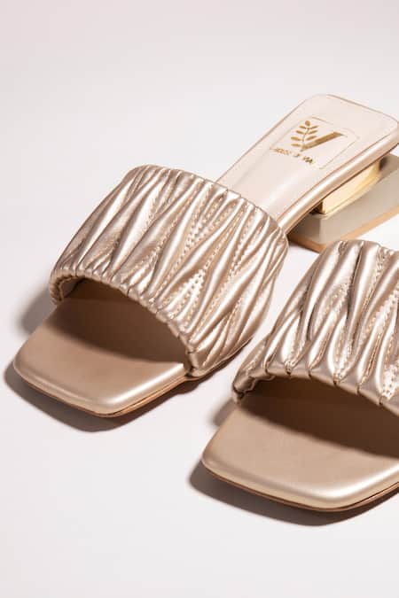 Shop House Of Vian Gold Matilda Textured Strap Block Heels at Aza Fashions Shop_House Of Vian_Gold Matilda Textured Strap Block Heels _at_Aza_Fashions