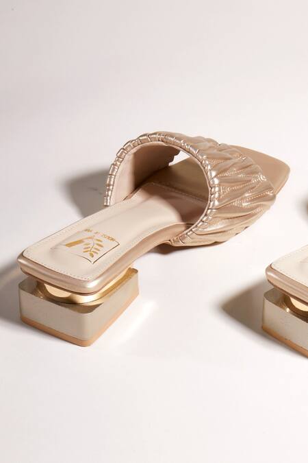 Buy House Of Vian Gold Matilda Textured Strap Block Heels Online at Aza Fashions Buy_House Of Vian_Gold Matilda Textured Strap Block Heels _Online_at_Aza_Fashions