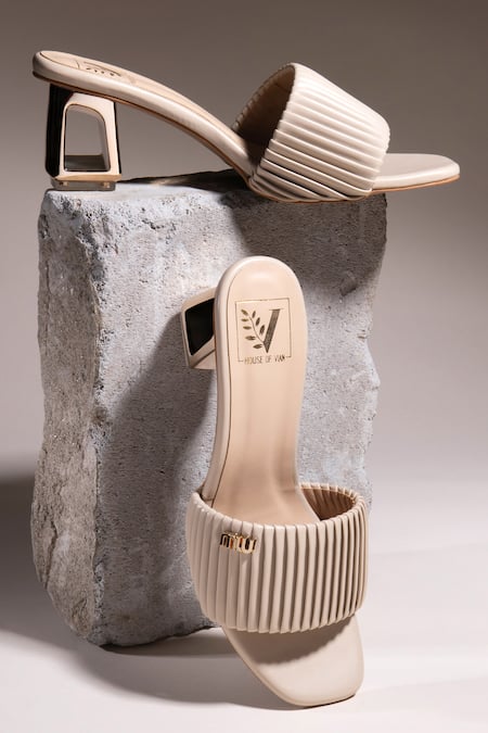 House of Vian Misha Striped Textured Block Heels 