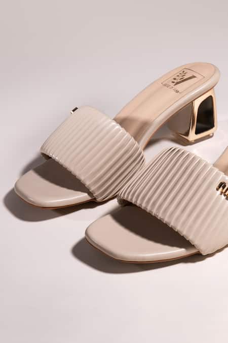 Buy House Of Vian Beige Misha Striped Textured Block Heels Online at Aza Fashions Buy_House Of Vian_Beige Misha Striped Textured Block Heels _Online_at_Aza_Fashions