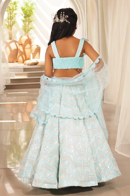 Fayon Kids Geometric Embroidered Lehenga Set