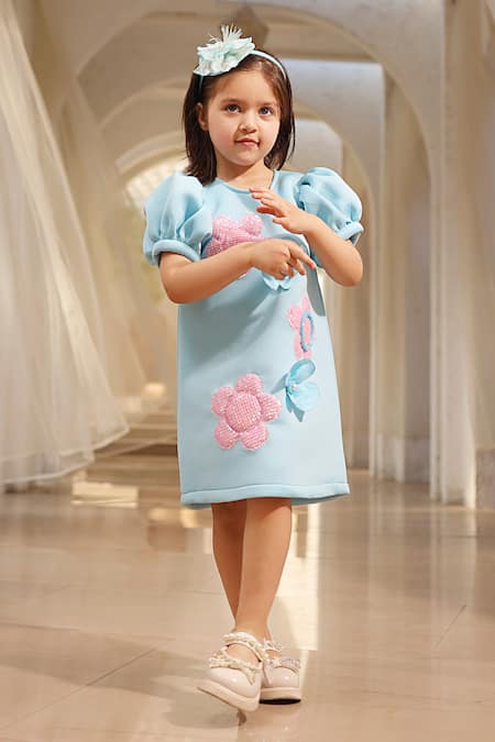 FAYON KIDS Floral Applique Work Dress 