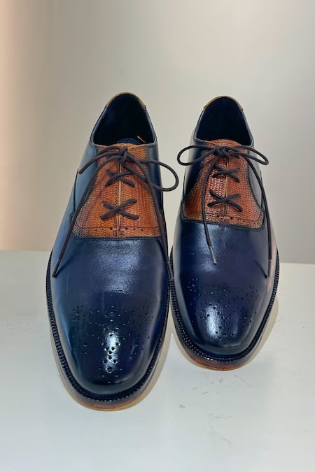 Hilo Design Soleado Leather Textured Oxford Shoes 