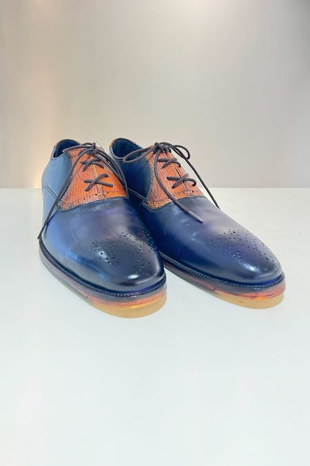 Buy Hilo Design Blue Textured Soleado Leather Oxford Shoes Online at Aza Fashions Buy_Hilo Design_Blue Textured Soleado Leather Oxford Shoes _Online_at_Aza_Fashions