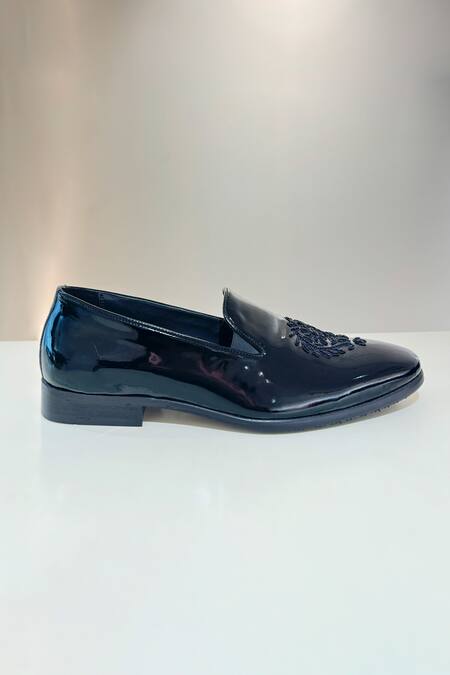 Shop_Hilo Design_Black Embellished Miel Glossy Shoes _Online_at_Aza_Fashions