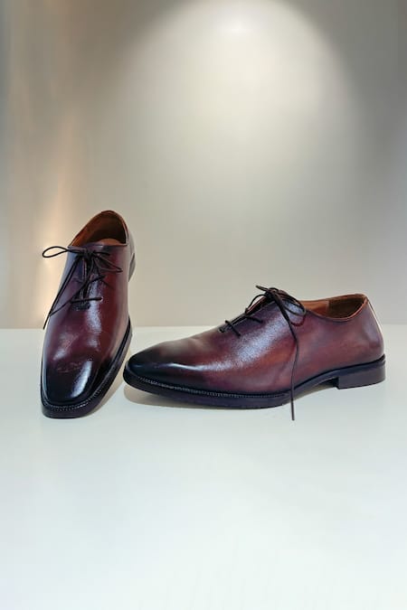 Hilo Design Brown Ombre Leather Oxford Derby Shoes 