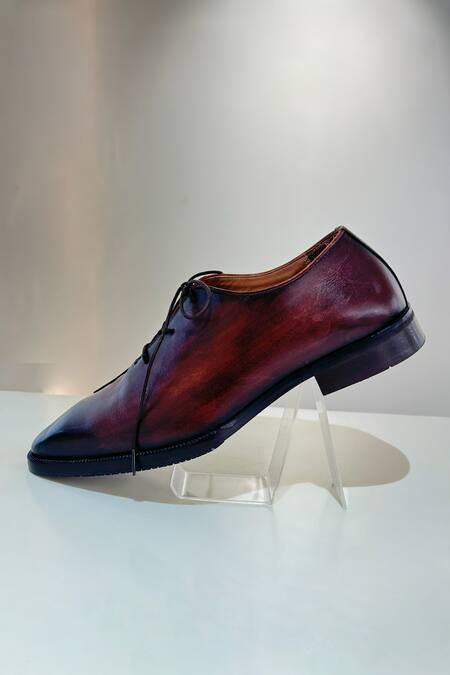 Hilo Design_Brown Ombre Leather Oxford Derby Shoes _Online_at_Aza_Fashions