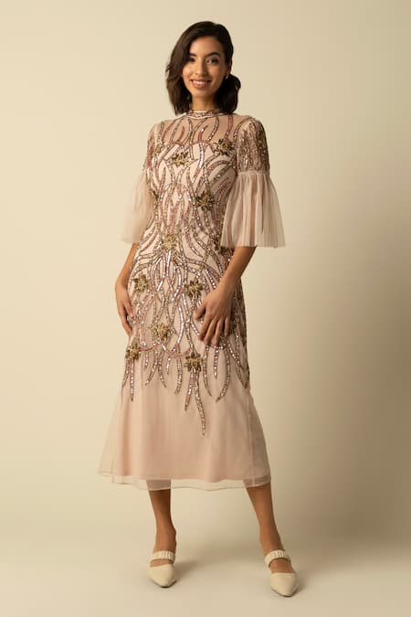 RAISHMA Fern Art-Deco Embroidered Gown 