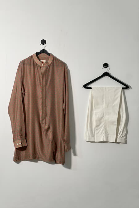 Buy_Project Bandi_Brown Cotton Marigold Floral Print Kurta And Pant Set _Online_at_Aza_Fashions