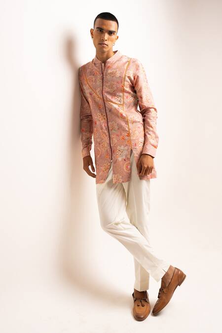 Shop Project Bandi Pink Cotton Embroidery Rose Versailles Kurta And Pant Set at Aza Fashions Shop_Project Bandi_Pink Cotton Embroidery Rose Versailles Kurta And Pant Set_at_Aza_Fashions