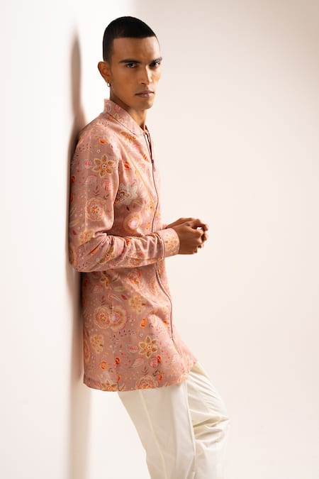 Project Bandi Pink Cotton Embroidery Rose Versailles Kurta And Pant Set at Aza Fashions Project Bandi_Pink Cotton Embroidery Rose Versailles Kurta And Pant Set_at_Aza_Fashions