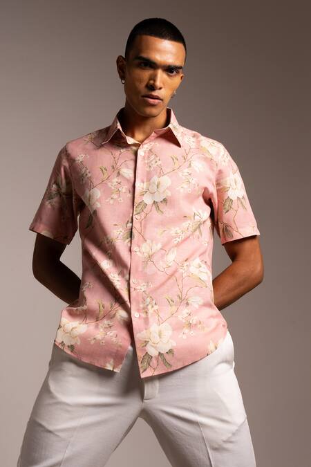 Buy_Project Bandi_Pink Cotton Linen Printed Flower Under The Sky Shirt 