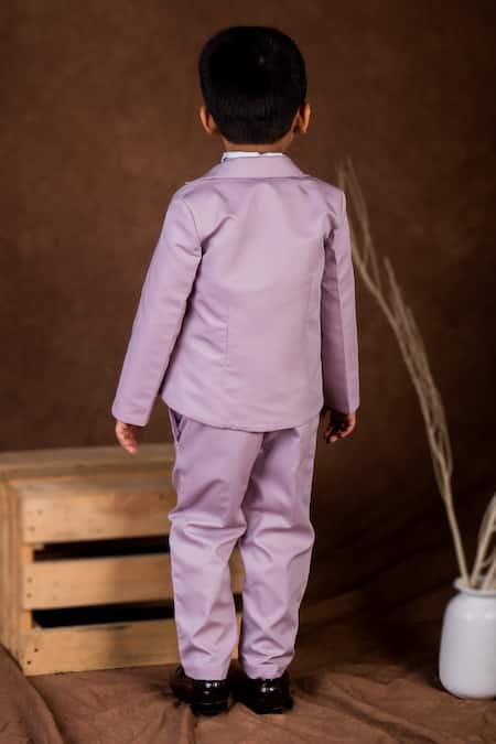 Shop_Toplove_Purple Satin, Cotton, Silk Embroidery Solid Blazer Set _at_Aza_Fashions