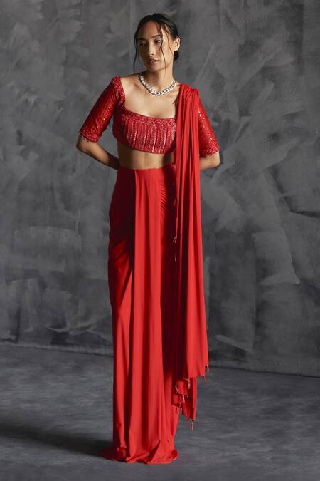 Buy Manika Nanda Orange Silk, Lycra, Chiffon Sequins, Florid Embroidered Blouse Draped Skirt Set Online at Aza Fashions Buy_Manika Nanda_Orange Silk, Lycra, Chiffon Sequins, Florid Embroidered Blouse Draped Skirt Set _Online_at_Aza_Fashions