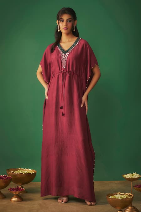 Mehak Murpana Mirror Neckline Embroidered Kaftan 