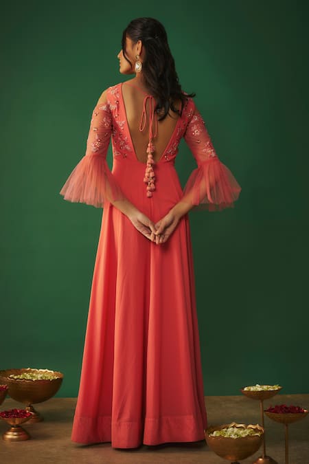 Mehak Murpana Floral Embroidered Anarkali With Dupatta 