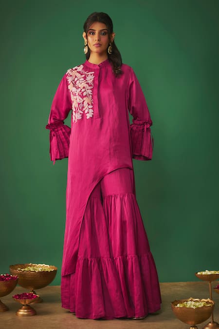 Mehak Murpana Asymmetric Embroidered Kurta & Sharara Set 