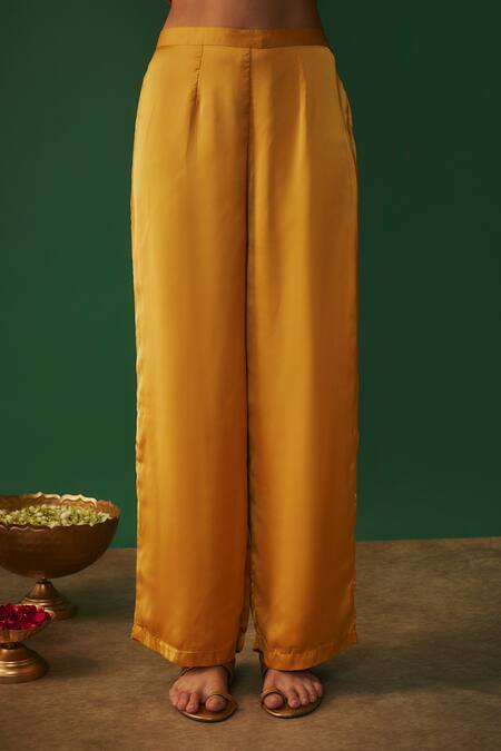 Mehak Murpana Yellow Silk, Satin Mirrors Mandarin Collar Mukaish Work Kurta And Pant Set Online at Aza Fashions Mehak Murpana_Yellow Silk, Satin Mirrors Mandarin Collar Mukaish Work Kurta And Pant Set _Online_at_Aza_Fashions