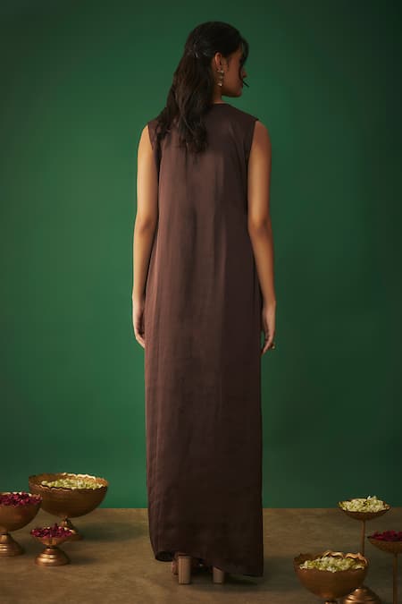 Mehak Murpana Floral Yoke Embroidered Draped Gown 