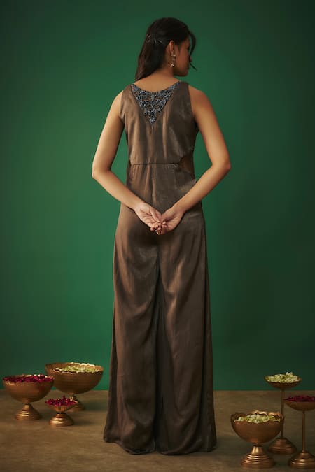 Mehak Murpana Floral Neckline Embroidered Jumpsuit 