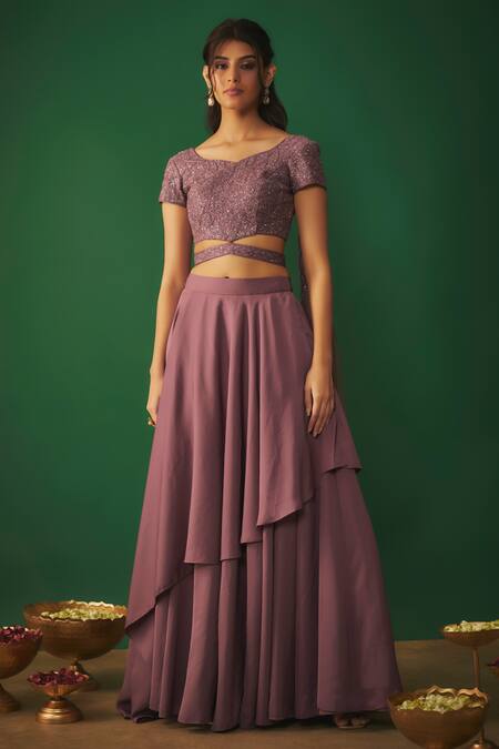 Mehak Murpana Pink Net, Microfiber Sequins, Cut Work, Embroidery Asymmetric Choli And Skirt Set Online at Aza Fashions Mehak Murpana_Pink Net, Microfiber Sequins, Cut Work, Embroidery Asymmetric Choli And Skirt Set _Online_at_Aza_Fashions