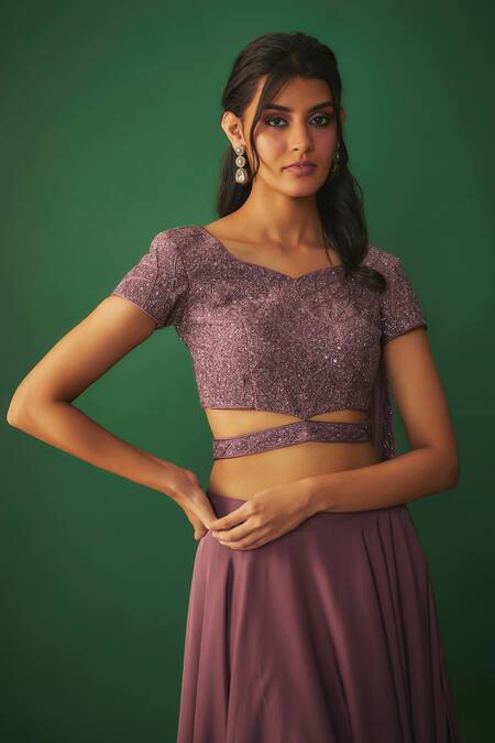 Buy Mehak Murpana Pink Net, Microfiber Sequins, Cut Work, Embroidery Asymmetric Choli And Skirt Set Online at Aza Fashions Buy_Mehak Murpana_Pink Net, Microfiber Sequins, Cut Work, Embroidery Asymmetric Choli And Skirt Set _Online_at_Aza_Fashions