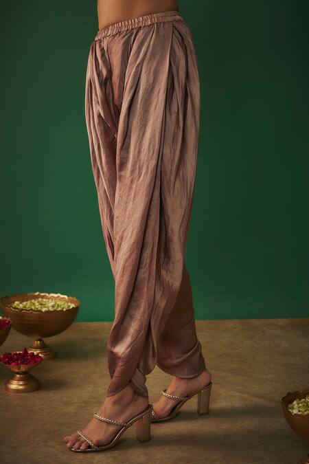 Shop Mehak Murpana Beige Satin, Linen Mirrors, Embroidery Split V-neck Work Kurta And Dhoti Pant Set Online at Aza Fashions Shop_Mehak Murpana_Beige Satin, Linen Mirrors, Embroidery Split V-neck Work Kurta And Dhoti Pant Set _Online_at_Aza_Fashions