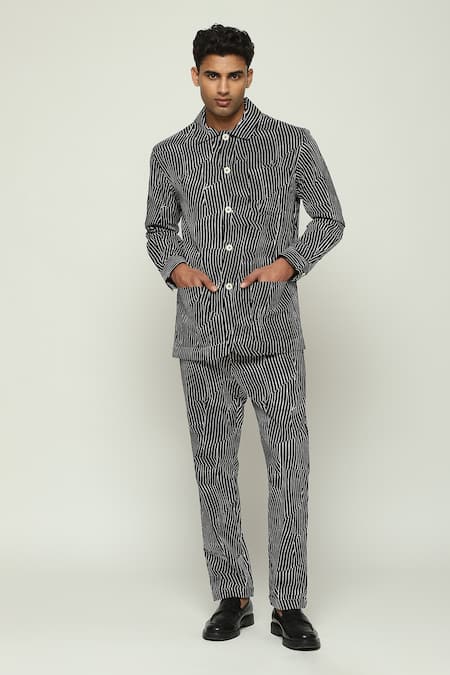 Abraham & Thakore Broken Pinstripe Print Jacket 