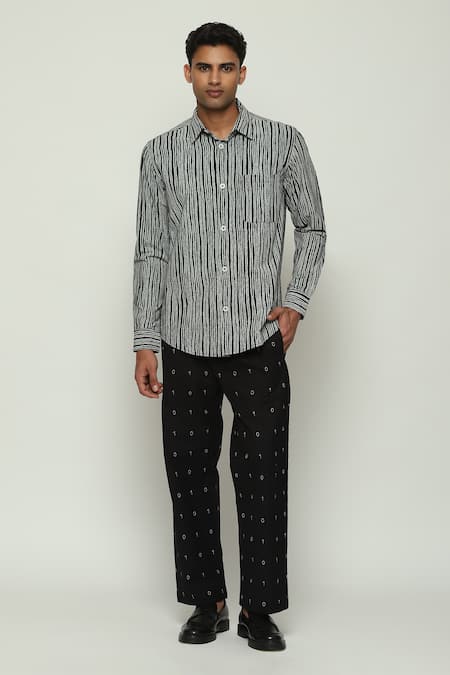 Abraham & Thakore Crewel Print Full Sleeve Shirt 