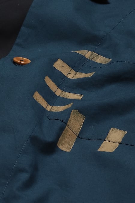 Abraham And Thakore Black Cotton, Poplin Embroidery Two Tone Shirt Online at Aza Fashions Abraham And Thakore_Black Cotton, Poplin Embroidery Two Tone Shirt _Online_at_Aza_Fashions