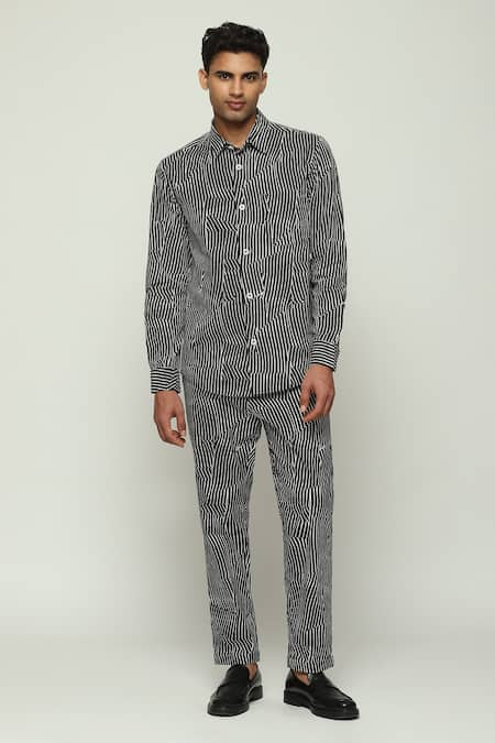 Abraham & Thakore Broken Pinstripe Print Shirt 