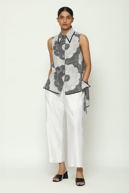 Abraham & Thakore High Low Floral Pattern Top 