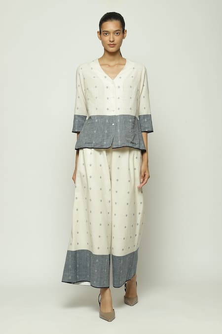 Abraham & Thakore Border Dot Print Top 