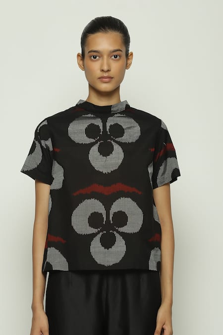 Abraham & Thakore Ikat Ottoman Moon Print Top 