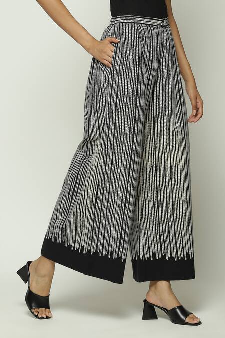 Buy Abraham And Thakore Black Cotton Crewel Print Trouser Online at Aza Fashions Buy_Abraham And Thakore_Black Cotton Crewel Print Trouser_Online_at_Aza_Fashions