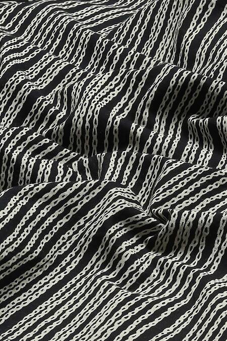 Abraham And Thakore Black Cotton Crewel Print Trouser at Aza Fashions Abraham And Thakore_Black Cotton Crewel Print Trouser_at_Aza_Fashions